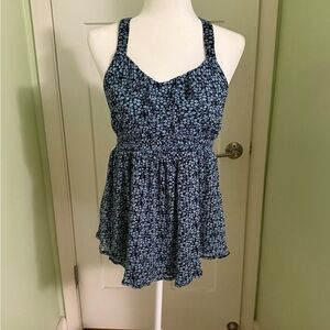 *GENTLY WORN* Express Women's Size M Racerback Peplum Floral Tank Top